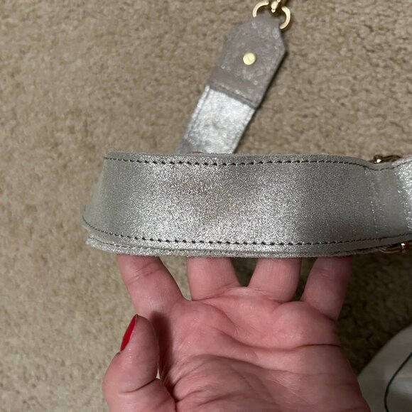 Erin Condren Metallic Silver Suede Crossbody Bag - Picture 7 of 8